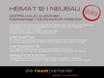 HEIMAT 12 | Kapitalanlage mit bis zu 7% Rendite p.a., Mietgarantie 36 Mon., AfA 5%, Doppelhaus!, 83052 Bruckmühl, Doppelhaushälfte