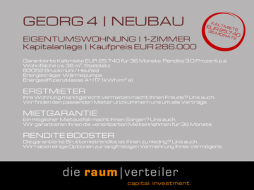 GEORG 4 | Neubau Kapitalanlage mit bis zu 7% Rendite, Mietgarantie 36 Monate, 1-Zimmer-Apartment!, 83052 Bruckmühl, Etagenwohnung